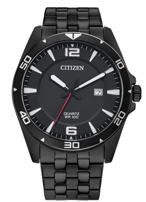 NEW  Citizen Quartz Classic Black Stainless Steel Date Men's Watch BI5055-51E