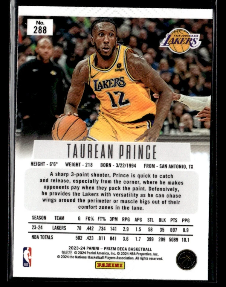 2023-24 Prizm Deca Taurean Prince #288 - Image 2 of 2