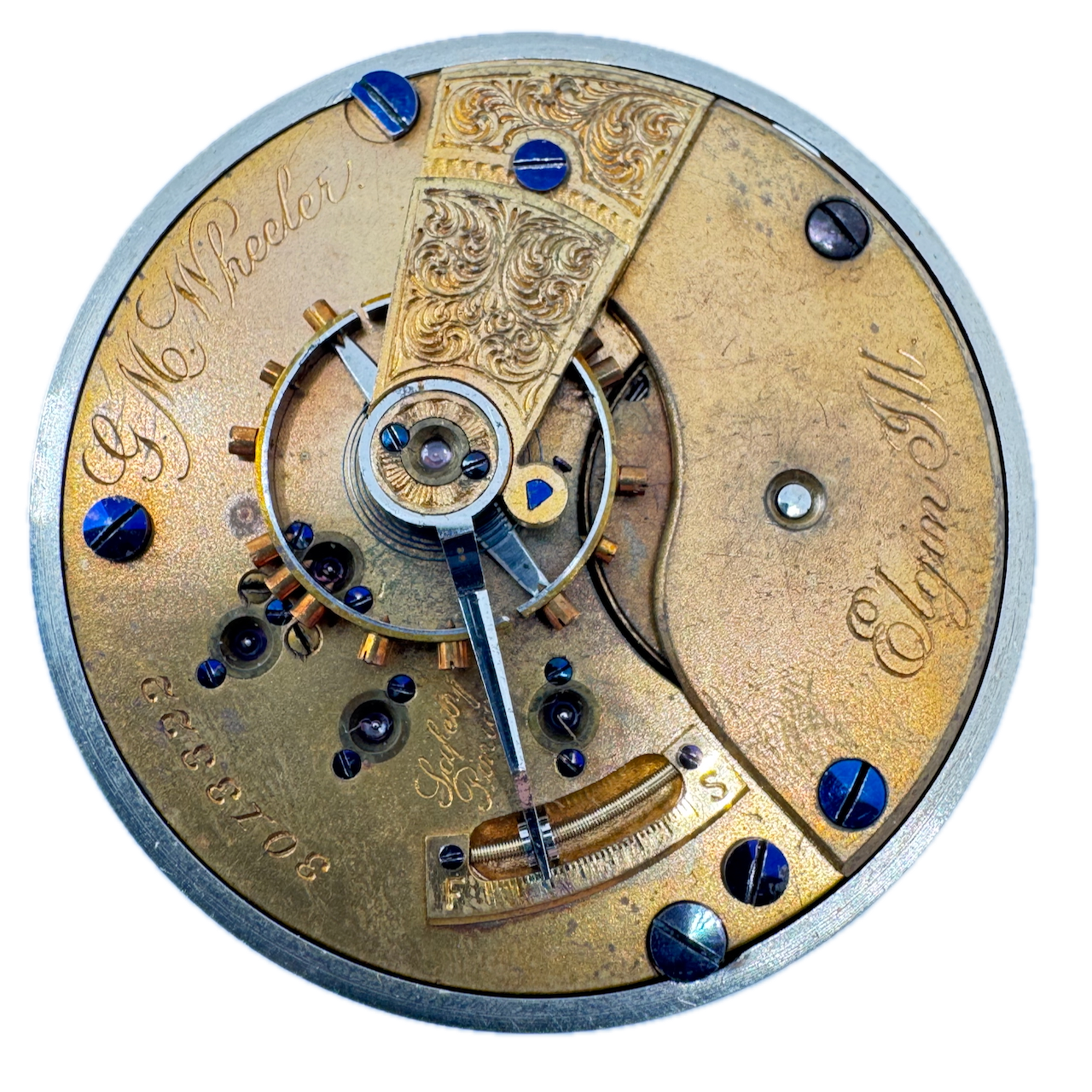 Antique 1889 Elgin GM Wheeler 15 Jewel Pocket Watch Movement 18s 75 USA