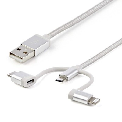 StarTech1 m (3 ft.) USB Multi Charging Cable - USB to Micro-USB or USB-C or Ligh