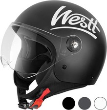 Westt 3/4 Helmet Motorcycle Open face Helmet Scooter Helmet with Clean Visor DOT