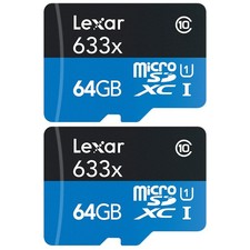 Lexar High-Performance 633x microSDHC/microSDXC UHS-I 64gb Memory Card 2 Pack