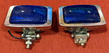 Vintage Rare Blue Marker Light Turn Signal Pair Classic Chrome Vintage Rare Blue Marker Light Turn Signal Pair Classic Chrome
