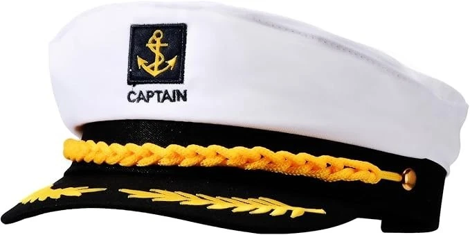 Adulto Yate Barco Capitán Sombrero Gorra Blanca Crucero/Disfraz Fiesta/Halloween, Nuevo Foto 4 de 4