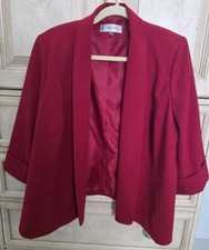 BLAZER JACKET - Jones Studio Separates, Red, 3/4 Sleeve, Lined, Size 14 Womens