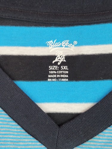 Blue Gear Men's 5XL Blue/black Striped V-neck T-shirt Short-sleeve - Picture 3 of 9