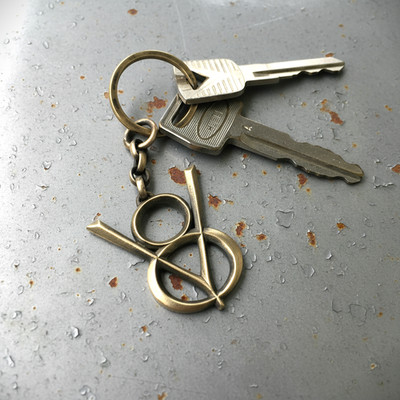 V8 Motor Schlüsselanhänger Messing Silber 925 - Hot Rod Oldtimer Keychain
