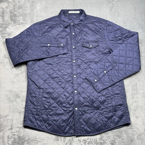 Criquet Quilted Shacket Mens XL Navy Blue Diamond Quilt Pearl Snap Jacket - product listing photo