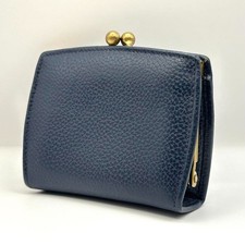 OLD COACH Madison Kiss Lock Coin Case Navy Leather Italy Made Purse Vintage