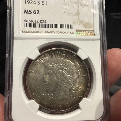 1924 S Peace Silver Dollar NGC MS-62 Better Date Nice Strike