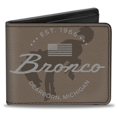Bi-Fold Wallet Ford Bucking Bronco Icon Established Brand Logo Brown (US IMPORT)