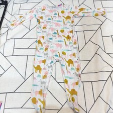 Magnetic Me Footie Sleeper 6-9 Months White Multi Animal Print Magnetic Closure