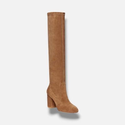 Stuart Weitzman Women's Brown Yuliana 85 Block Heel Slouch Boots Size 6B