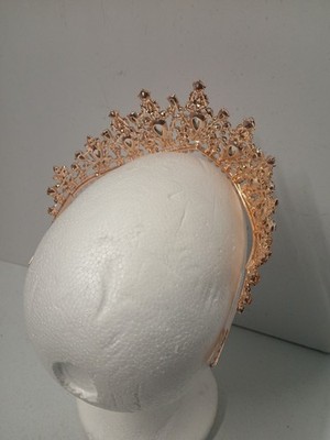 Rose Gold Pink Crystal Tiara Crown Wedding Bridal Pageant Prom‎ Quinceanera Comb Rose Gold Pink Crystal Tiara Crown Wedding Bridal Pageant  main image 2