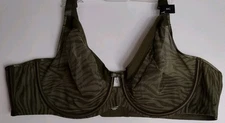 Curvy Couture Underwire Unlined Full Coverage Bra 1311 Size 44C OLIVE ZEBRA NEW