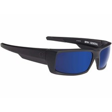 SPY Optic GENERAL Sunglasses Polarized Soft Matte Black - Blue Mirror 3DAY SHIP