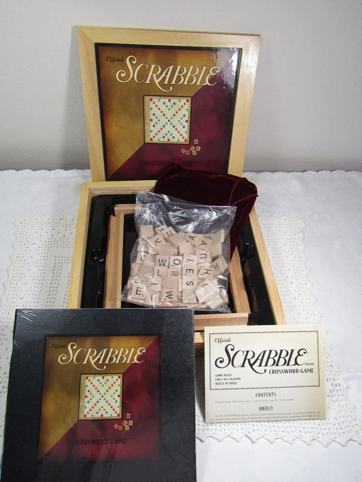 SCRABBLE Official Parker Bros. Crossword Wooden Box Nostalgia Board Game Series - Image 2 of 4