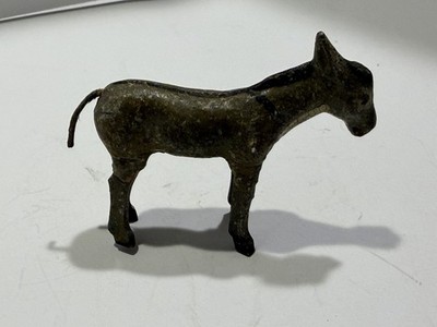 Vintage stick leg putz German Donkey Burrow Grey And White  - 3 inches