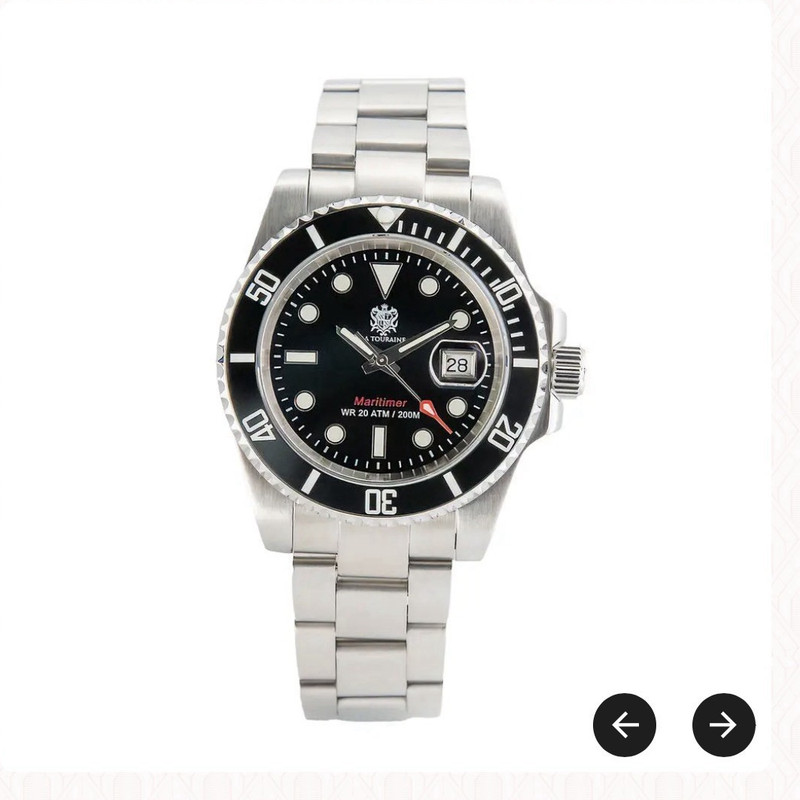 La Touraine Maritimer Men's 40mm Automatic Black Dial Date 200m Dive Watch