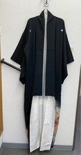 Black Silk Tomesode Kimono with Gold Embroidery, Good Condition