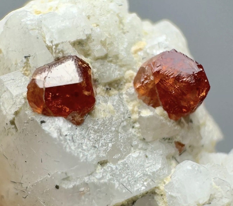 Small Spessartite Garnet & Feldspar Crystal Natural Gemstone Cluster Matrix Gift