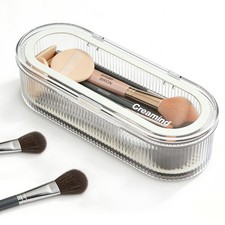 Makeup Brush Holder Organizer, Cosmetic Storage Case with Lid, Clear Acrylic ...