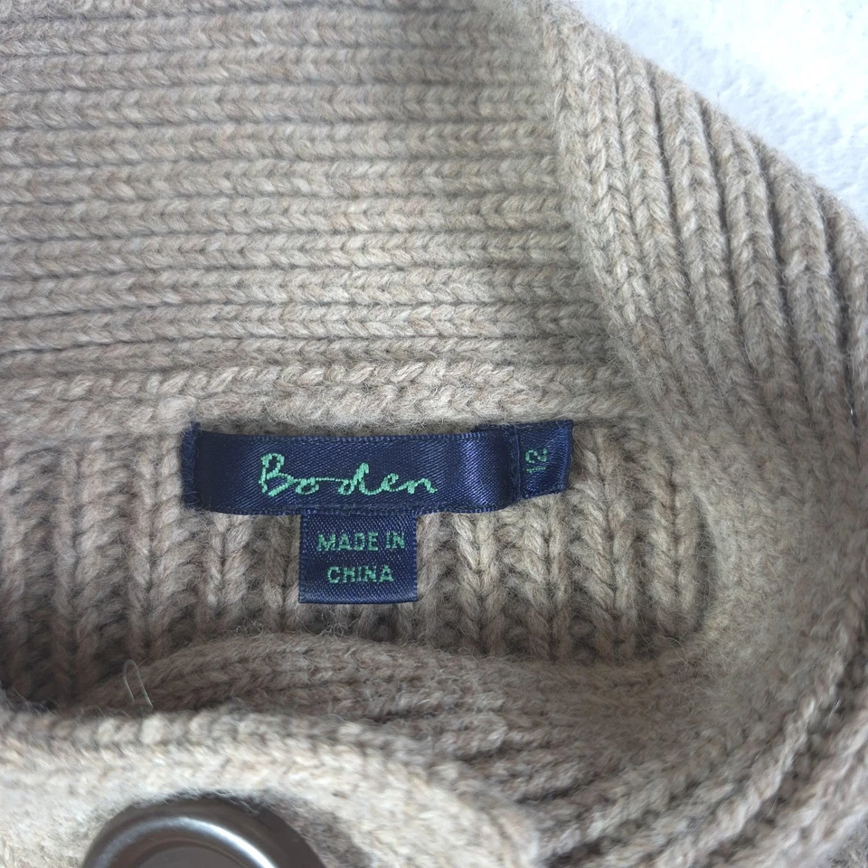 Abrigo Suéter Boden Mujer 12 Lana Tostada Mezcla Angora Largo Tejido Botones Bolsillos Foto 3 de 4