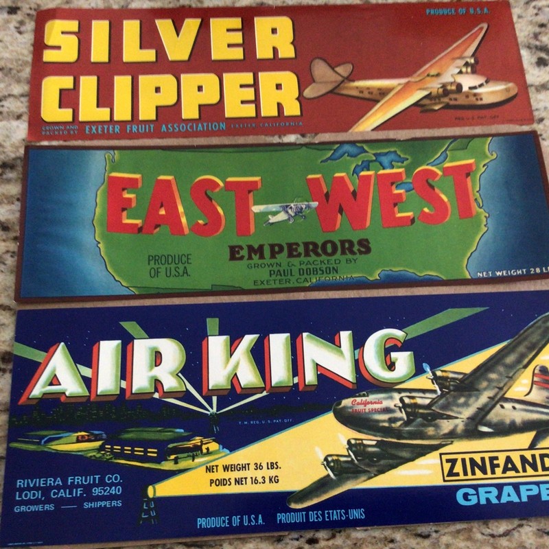Vintage Lot Of 3 Fruit Labels Air King, Silver Clipper, East West Emperors 