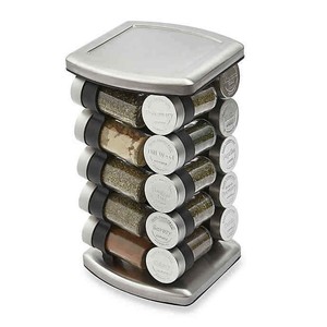 Olde Thompson 20 Jar Embossed Revolving Spice Rack Spices Included
