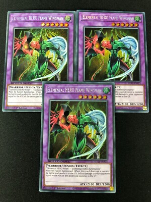 YUGIOH ELEMENTAL HERO FLAME WINGMAN SECRET RARE! X3 1ST SGX1-ENA21 (NM) 