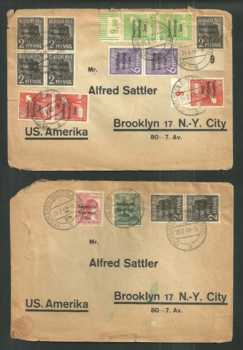 2 1948 Vintage Postal Covers from Germany DDR Russian Zone to Brooklyn NY