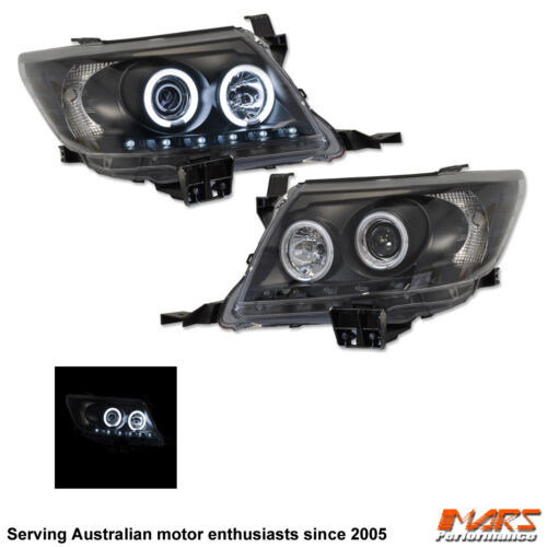 Black DRL LED CCFL Angel-Eyes Projector Head Lights for Toyota Hilux VIGO 11-15 - Picture 2 of 9