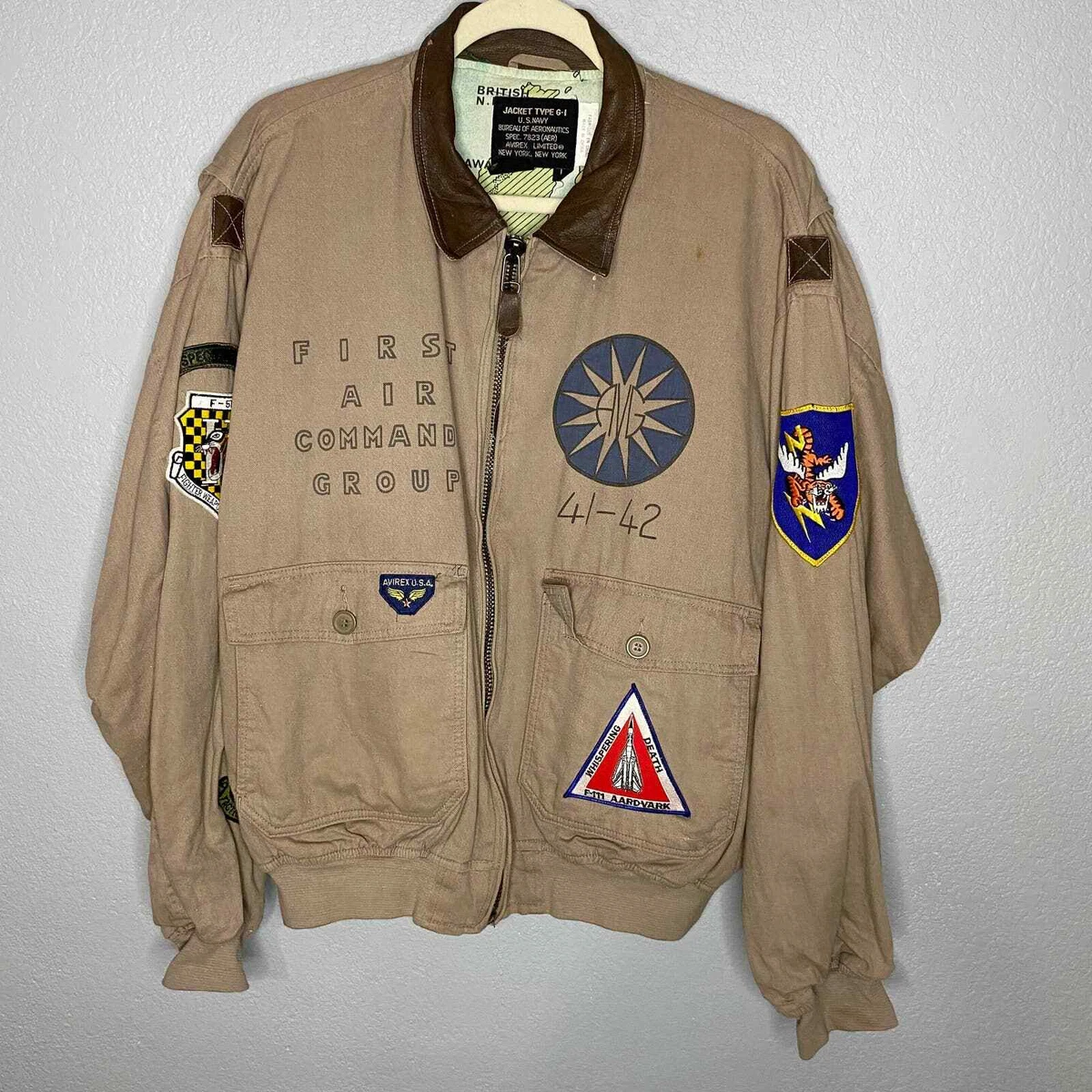 Vintage 80s AVIREX G-1 Flight Bomber Jacket U.S Navy Top Gun Size Large