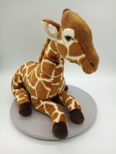FAO Schwarz 11" Lying Realistic Giraffe Plush Stuffed Animal Toy GUC
