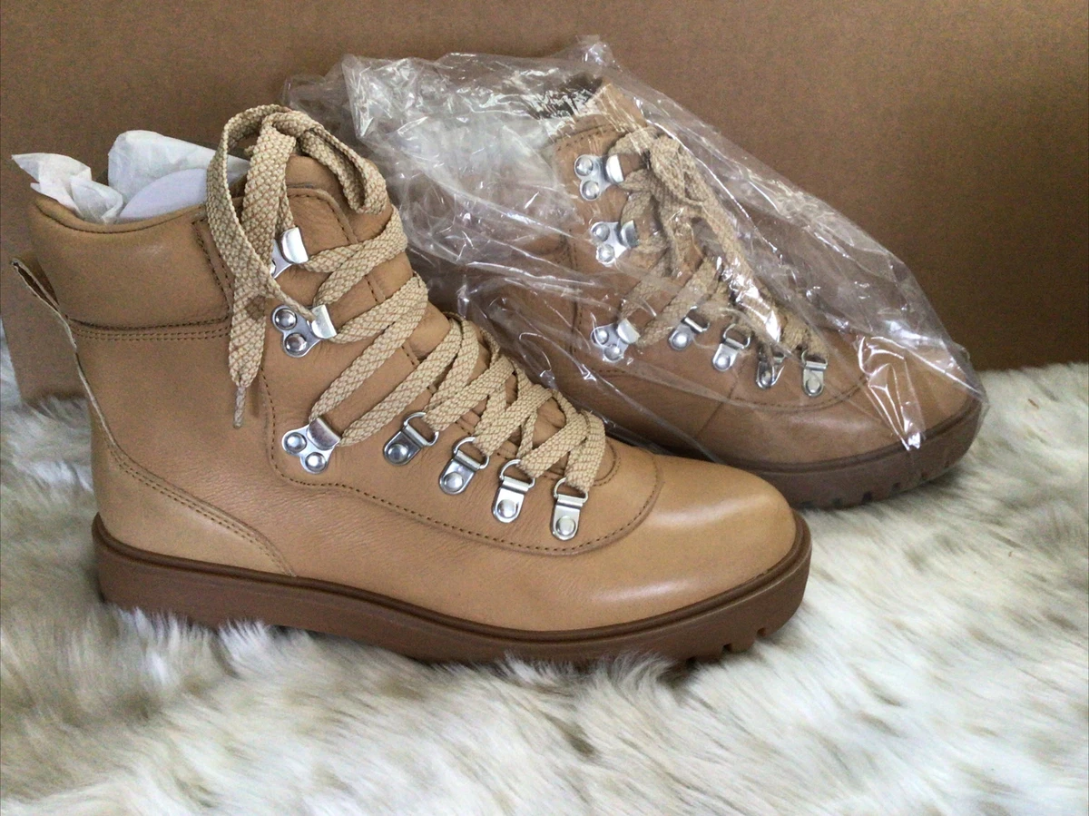 NWT J. Crew Lightweight Leather Hiking Nordic Boots Light Caramel