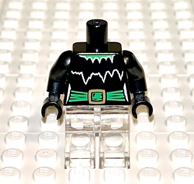 LEGO  Black Torso Witch w/ Torn Collar Gold Buckle Green Belt Pattern NEW!
