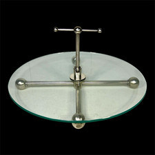 plateau à fromages en métal argenté et verre  art de la table XXème
