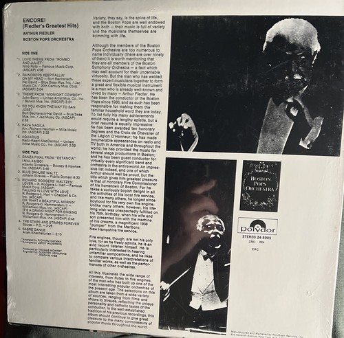 ARTHUR FIEDLER - Encore SEALED Vinyl Record FIRST PRESS MINT LP Boston Pops - Picture 3 of 4