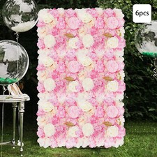 6pcs Artificial Flower Wall Panels Decorative Faux Hydrangea Floral Wall Mat Pad