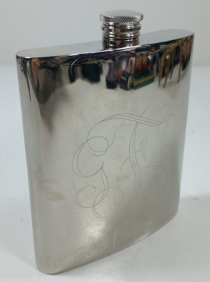 Personalized Stainless Steel 5oz Flask. Engraved With G.F.R. 18/10 Stainless.