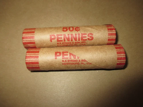 2 MIXED WHEAT INDIAN HEAD PENNY SHOTGUN ROLLS WITH INDIAN CENT END COIN AMERICAN