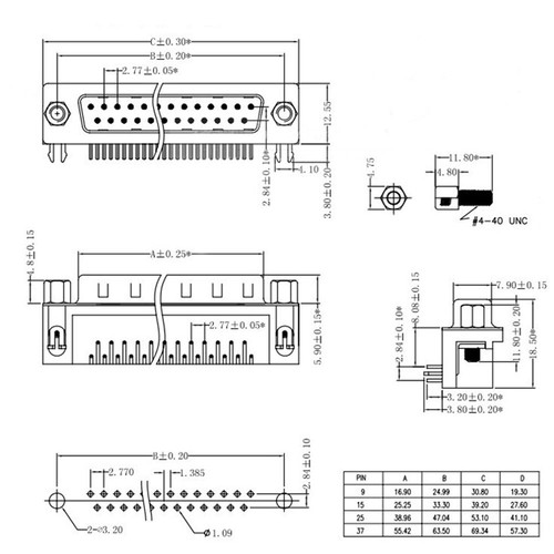 100Pcs D-SUB 9 Pin Male Right Angle PCB Connector Socket Adapter 2 Rows DB9M - 第 7/7 張圖片