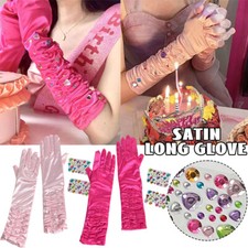 Women Long Glove Colorful Crystal Heart Sticker Princess Opera Evening Party