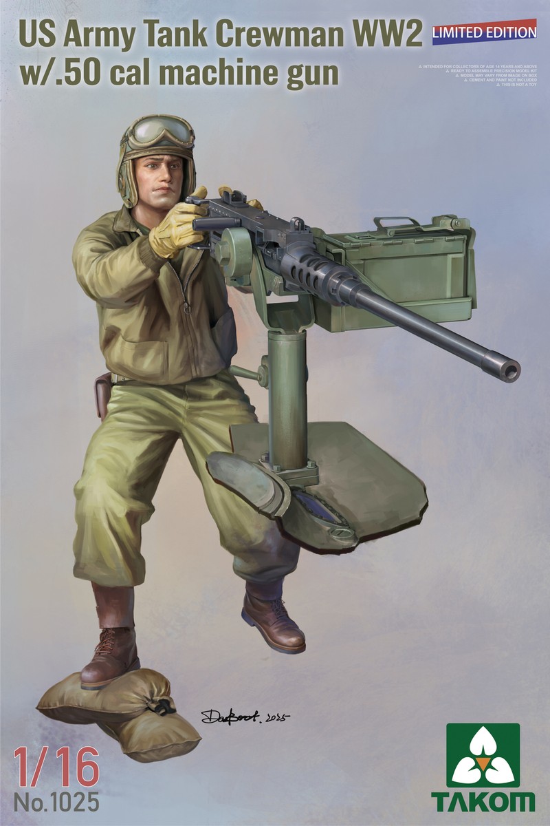TAKOM 1025 1/16 US Army Tank Crewman WW2 w/.50 cal Machine