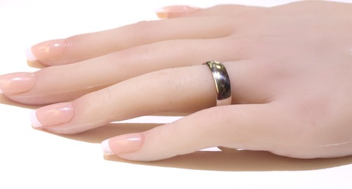 14k white gold Wedding band ring 5.6g size 11.25 mens 6mm estate - Picture 3 of 5
