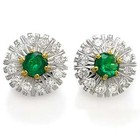European Style Diamond emerald earrings 18K SOLID GOLD #E930 — photo 2