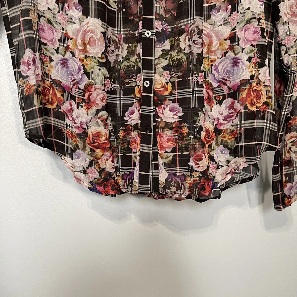 Nicole Miller Artelier. Blusa Mujer Talla L Floral Camisa Abotonada Manga Larga Foto 2 de 4