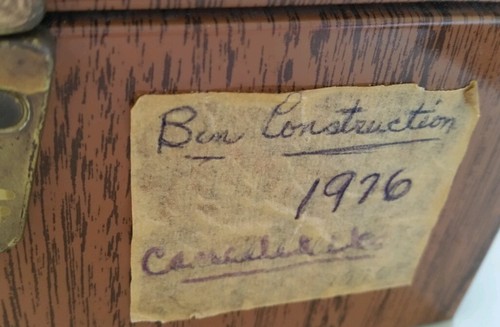 Vtg Metal File Box Portable Check Reciept Wood Grain Ballonoff - Picture 3 of 6