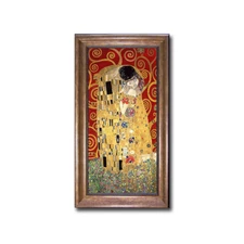 Bronze Framed The Kiss (Red) by Klimt Canvas Artwork (20 in x 12 in Framed Size)