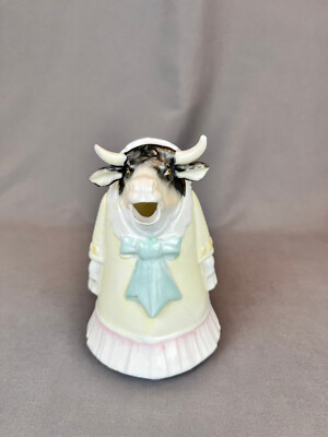 Antique Schafer & Vater German Porcelain Figural 5 ½  Cow Bull Cream Pitcher